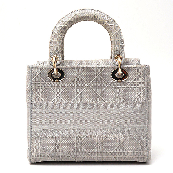 Dior Delight  Gray Embroidered Cannage Christian - Canvas Lady - Picture 1 of 10